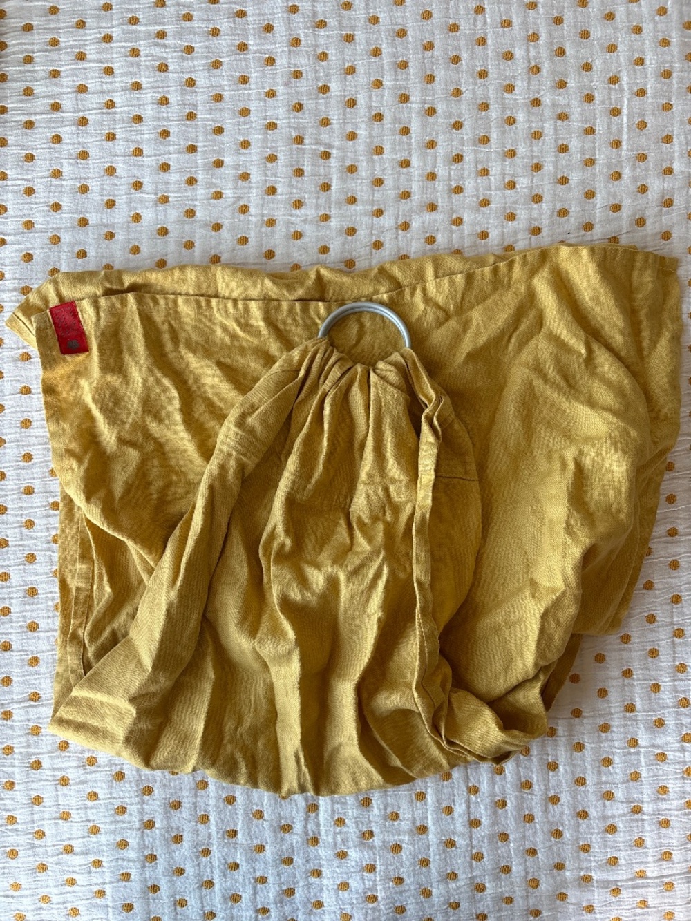 Sakura Bloom Baby ring sling carrier in yellow linen